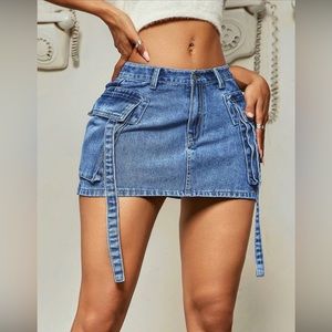 Garter Detail Denim skirt